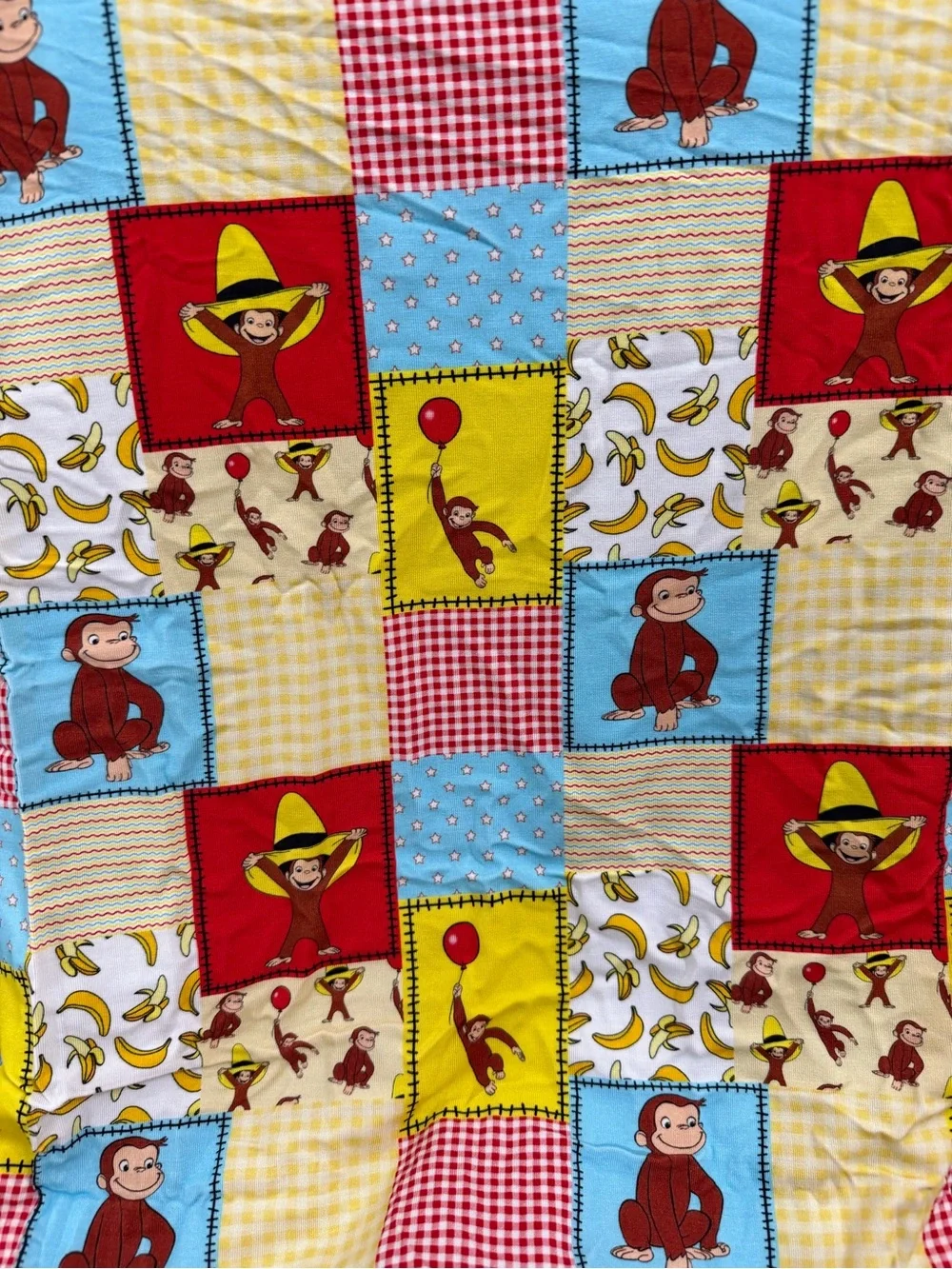 Kyte BABY Curious George Patchwork Baby Blanket - Red, Yellow, Blue